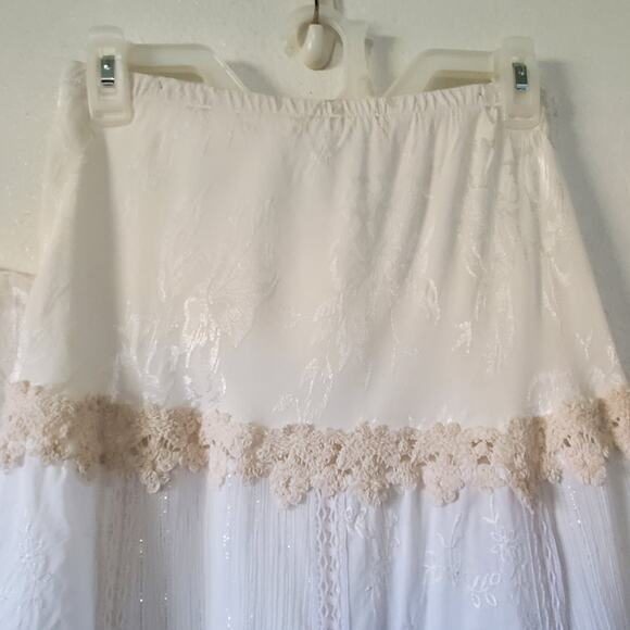 Spencer Alexis 2pc Skirt Set Womens 1X Ivory Floral Lace Sleeveless Maxi Wedding - Picture 7 of 16